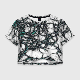 Женская футболка Crop-top 3D с принтом NEIROLINK в Белгороде, 100% полиэстер | круглая горловина, длина футболки до линии талии, рукава с отворотами | абстракция | веном | наука | нейронная сеть | нейроны | превращения | сети | узор | ученые