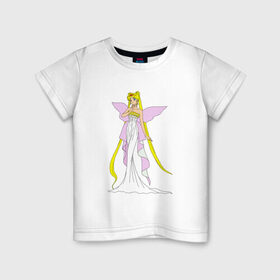 Детская футболка хлопок с принтом Sailor Moon/Серенити в Белгороде, 100% хлопок | круглый вырез горловины, полуприлегающий силуэт, длина до линии бедер | Тематика изображения на принте: bunny | luna | princess | serenity | stars | usagi | wings | ангел | волосы | девушка | детям | звездная | звезды | королева | корона | крылья | луна | любовь | малышка | марс | радуга | сейлор мун | токио | усаги цукино | школьные 