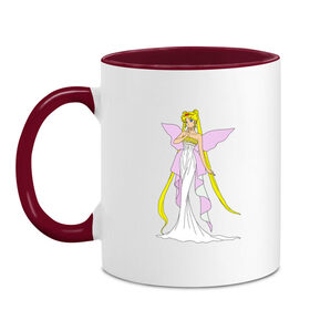 Кружка двухцветная с принтом Sailor Moon/Серенити в Белгороде, керамика | объем — 330 мл, диаметр — 80 мм. Цветная ручка и кайма сверху, в некоторых цветах — вся внутренняя часть | bunny | luna | princess | serenity | stars | usagi | wings | ангел | волосы | девушка | детям | звездная | звезды | королева | корона | крылья | луна | любовь | малышка | марс | радуга | сейлор мун | токио | усаги цукино | школьные 