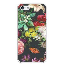 Чехол для iPhone 5/5S матовый с принтом Цветы в Белгороде, Силикон | Область печати: задняя сторона чехла, без боковых панелей | арт | бабочка | бабочки | белая лилия | белый | желтый | зеленый | картина | краски | красный | лилии | лилия | рисунок | рисунок красками | роза | розовая роза | розовый | розы | тёмный | фиолетовый