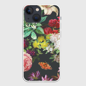 Чехол для iPhone 13 mini с принтом Цветы в Белгороде,  |  | Тематика изображения на принте: арт | бабочка | бабочки | белая лилия | белый | желтый | зеленый | картина | краски | красный | лилии | лилия | рисунок | рисунок красками | роза | розовая роза | розовый | розы | тёмный | фиолетовый