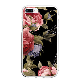 Чехол для iPhone 7Plus/8 Plus матовый с принтом Цветы в Белгороде, Силикон | Область печати: задняя сторона чехла, без боковых панелей | арт | бутон | бутоны | зеленый | картина | рисунок | рисунок красками | розовый | темный | фиолетовый | чёрный