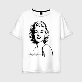 Женская футболка хлопок Oversize с принтом Мэрилин Монро в Белгороде, 100% хлопок | свободный крой, круглый ворот, спущенный рукав, длина до линии бедер
 | retro | star | девушка | звезда | кино
