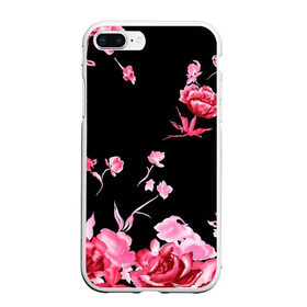 Чехол для iPhone 7Plus/8 Plus матовый с принтом Яркие розы в Белгороде, Силикон | Область печати: задняя сторона чехла, без боковых панелей | Тематика изображения на принте: арт | рисунок | роза | розовая роза | розовые розы | розовый | розы | тёмный | цветы | чёрный
