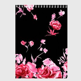 Скетчбук с принтом Яркие розы в Белгороде, 100% бумага
 | 48 листов, плотность листов — 100 г/м2, плотность картонной обложки — 250 г/м2. Листы скреплены сверху удобной пружинной спиралью | Тематика изображения на принте: арт | рисунок | роза | розовая роза | розовые розы | розовый | розы | тёмный | цветы | чёрный