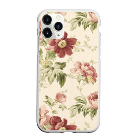 Чехол для iPhone 11 Pro Max матовый с принтом Цветы в Белгороде, Силикон |  | арт | зеленый | краски | красный | кремовый | ретро | рисунок | розовый | цветок | цветы