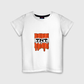 Детская футболка хлопок с принтом TNT в Белгороде, 100% хлопок | круглый вырез горловины, полуприлегающий силуэт, длина до линии бедер | game | minecraft | tnt | блок | взрыв | динамит | игра | майн | майнкрафт | мороженное | тнт