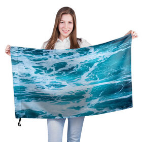 Флаг 3D с принтом Вода волны пена море в Белгороде, 100% полиэстер | плотность ткани — 95 г/м2, размер — 67 х 109 см. Принт наносится с одной стороны | вода | волны | море | морская пена | океан | отдых | пена | пучина