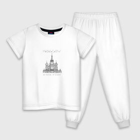 Детская пижама хлопок с принтом Москва координаты в Белгороде, 100% хлопок |  брюки и футболка прямого кроя, без карманов, на брюках мягкая резинка на поясе и по низу штанин
 | Тематика изображения на принте: координаты | красная площадь | кремль | москва