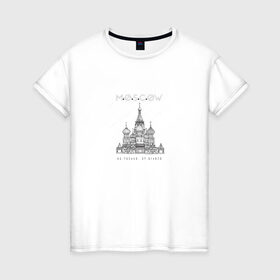 Женская футболка хлопок с принтом Москва координаты в Белгороде, 100% хлопок | прямой крой, круглый вырез горловины, длина до линии бедер, слегка спущенное плечо | координаты | красная площадь | кремль | москва