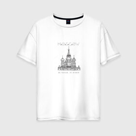 Женская футболка хлопок Oversize с принтом Москва координаты в Белгороде, 100% хлопок | свободный крой, круглый ворот, спущенный рукав, длина до линии бедер
 | координаты | красная площадь | кремль | москва