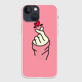 Чехол для iPhone 13 mini с принтом Корейское сердечко в Белгороде,  |  | bts | k pop | korea | likee | бтс | жест | к поп | кей поп | корейский | корейское сердечко | корея | лайк | лайк пальцами | любовь | пальцы | сердце | сердце пальцами | символ сердца | щелчок пальцами
