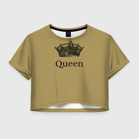 Женская футболка Crop-top 3D с принтом Фредди Меркьюри в Белгороде, 100% полиэстер | круглая горловина, длина футболки до линии талии, рукава с отворотами | queen | корона | рок | рок группа | фредди меркьюри.
