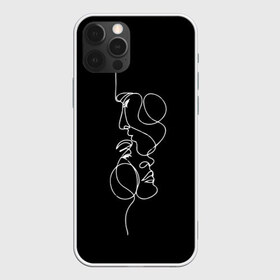 Чехол для iPhone 12 Pro Max с принтом минимализм лица в Белгороде, Силикон |  | белая линия | лица | минимализм | минимализм чб | мужское и женское лицо | одним касанием | одной линией | рисунок белой линией | целует в лоб
