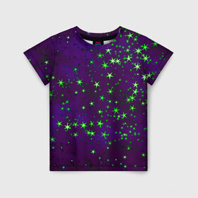 Детская футболка 3D с принтом Звездное небо арт в Белгороде, 100% гипоаллергенный полиэфир | прямой крой, круглый вырез горловины, длина до линии бедер, чуть спущенное плечо, ткань немного тянется | арт | звездное небо | звездочки | звезды | космос | небо | рисунок | текстура | туманность