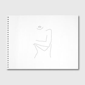 Альбом для рисования с принтом минимализм силуэт девушки в Белгороде, 100% бумага
 | матовая бумага, плотность 200 мг. | Тематика изображения на принте: губы | девушка | женское тело | лицо | лицо девушки | минимализм | одним касанием | чб | черная линия