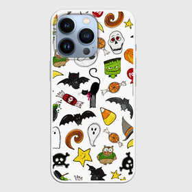 Чехол для iPhone 13 Pro с принтом Хэллоуин паттерн в Белгороде,  |  | cartoon | halloween | monsters | pattern | ведьма | детям | животные | звезда | звери | зомби | конфеты | кости | кошка | крылья | летучая мышь | монстры | нечисть | паук | паутина | подарок | привидение | призрак | скелет