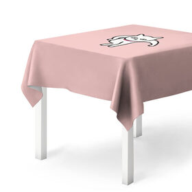 Скатерть 3D с принтом Ыть в Белгороде, 100% полиэстер (ткань не мнется и не растягивается) | Размер: 150*150 см | арт | белая кошка | белый кот | кот | кошка | мем | мэм | рисунок | розовый