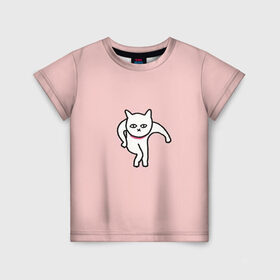 Детская футболка 3D с принтом Ыть в Белгороде, 100% гипоаллергенный полиэфир | прямой крой, круглый вырез горловины, длина до линии бедер, чуть спущенное плечо, ткань немного тянется | арт | белая кошка | белый кот | кот | кошка | мем | мэм | рисунок | розовый