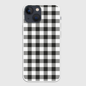 Чехол для iPhone 13 mini с принтом Черно белая клетка в Белгороде,  |  | cage | cage pattern | checkered ornament | ornament | pattern | print cage | tartan | клетка | клетка узор | клетчатый орнамент | орнамент | принт клетка | тартан | узор | черно белая клетка | шотландка | шотландская клетка