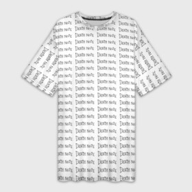 Платье-футболка 3D с принтом death note pattern white в Белгороде,  |  | anime | death note | kira | manga | ryuk | аниме | герой | детектив | детнот | детх нот | детхнот | дэсу ното | иероглиф | кандзи | кира | манга | миса | риюк | рьюзаки | рюзаки | рюк | синигами | тетрадка | эл | э