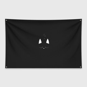 Флаг-баннер с принтом Спящий кот в Белгороде, 100% полиэстер | размер 67 х 109 см, плотность ткани — 95 г/м2; по краям флага есть четыре люверса для крепления | аниме | аниме кот | арт | кот | кот спит | котёнок | котёнок спит | кошка | кошка спит | рисунок | спит | тёмный | чёрная кошка | чёрный | чёрный кот | чёрный котёнок