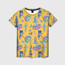 Женская футболка 3D с принтом Рик и Морти в Белгороде, 100% полиэфир ( синтетическое хлопкоподобное полотно) | прямой крой, круглый вырез горловины, длина до линии бедер | cn_2682959_019061 | rick  morty | turner | рик и морти