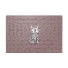 Пазл магнитный 126 элементов с принтом Котёнок ыыы в Белгороде, полимерный материал с магнитным слоем | 126 деталей, размер изделия —  180*270 мм | Тематика изображения на принте: арт | кот | котёнок | кошка | мем | мемный кот | мемный котенок | мэм | мэмный котёнок | рисунок | серый | серый кот | тёмный | фиолетовый