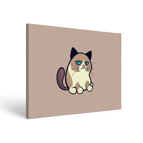 Холст прямоугольный с принтом Великий Grumpy Cat в Белгороде, 100% ПВХ |  | grumpy cat | арт | кот | кот grumpy cat | котёнок | кошка | недовольный кот | рисунок