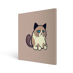 Холст квадратный с принтом Великий Grumpy Cat в Белгороде, 100% ПВХ |  | grumpy cat | арт | кот | кот grumpy cat | котёнок | кошка | недовольный кот | рисунок