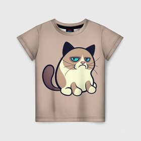 Детская футболка 3D с принтом Великий Grumpy Cat в Белгороде, 100% гипоаллергенный полиэфир | прямой крой, круглый вырез горловины, длина до линии бедер, чуть спущенное плечо, ткань немного тянется | grumpy cat | арт | кот | кот grumpy cat | котёнок | кошка | недовольный кот | рисунок