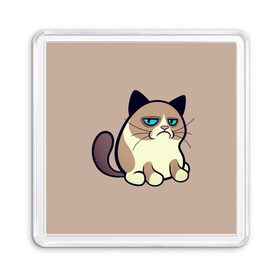 Магнит 55*55 с принтом Великий Grumpy Cat в Белгороде, Пластик | Размер: 65*65 мм; Размер печати: 55*55 мм | grumpy cat | арт | кот | кот grumpy cat | котёнок | кошка | недовольный кот | рисунок