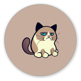 Коврик для мышки круглый с принтом Великий Grumpy Cat в Белгороде, резина и полиэстер | круглая форма, изображение наносится на всю лицевую часть | grumpy cat | арт | кот | кот grumpy cat | котёнок | кошка | недовольный кот | рисунок