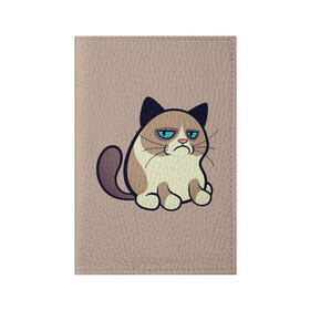 Обложка для паспорта матовая кожа с принтом Великий Grumpy Cat в Белгороде, натуральная матовая кожа | размер 19,3 х 13,7 см; прозрачные пластиковые крепления | Тематика изображения на принте: grumpy cat | арт | кот | кот grumpy cat | котёнок | кошка | недовольный кот | рисунок