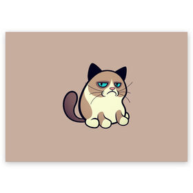 Поздравительная открытка с принтом Великий Grumpy Cat в Белгороде, 100% бумага | плотность бумаги 280 г/м2, матовая, на обратной стороне линовка и место для марки
 | Тематика изображения на принте: grumpy cat | арт | кот | кот grumpy cat | котёнок | кошка | недовольный кот | рисунок