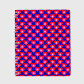 Тетрадь с принтом Неоновые сердца в Белгороде, 100% бумага | 48 листов, плотность листов — 60 г/м2, плотность картонной обложки — 250 г/м2. Листы скреплены сбоку удобной пружинной спиралью. Уголки страниц и обложки скругленные. Цвет линий — светло-серый
 | Тематика изображения на принте: hearts | love is | neon | pattern | valentines day | алиса | бабушка | валентина | влюбленные | девушке | дочь | лучшая | любимая | любовь | мама | подарок | романтика | свадьба | сердечки | сердечко | сердце | сестра | узор