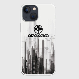 Чехол для iPhone 13 mini с принтом Cyberpunk 2077 (Arasaka) в Белгороде,  |  | arasaka | cyberpunk 2077 | cyberpunk 2077 (arasaka) | город | игра | минимализм