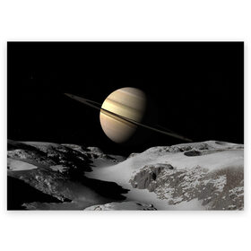 Поздравительная открытка с принтом Saturn в Белгороде, 100% бумага | плотность бумаги 280 г/м2, матовая, на обратной стороне линовка и место для марки
 | cosmos | saturn | space | космос | пространство | сатурн