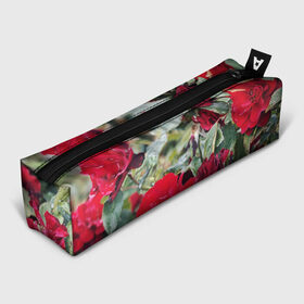 Пенал 3D с принтом Red Roses в Белгороде, 100% полиэстер | плотная ткань, застежка на молнии | bush | floral | flower | garden | green | nature | red roses | бутоны | красная роза | куст | листья | природа | роза | сад | цветение | цветок | цветы