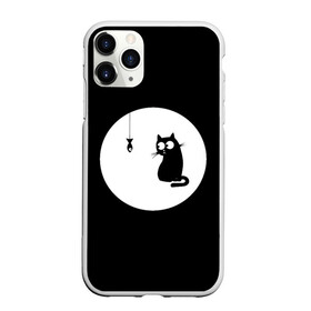 Чехол для iPhone 11 Pro Max матовый с принтом Ночная охота в Белгороде, Силикон |  | Тематика изображения на принте: арт | кот | котёнок | кошка | луна | ночь | рисунок | рыба | рыбалка | черная кошка | черный кот | чёрный котёнок