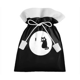 Подарочный 3D мешок с принтом Ночная охота в Белгороде, 100% полиэстер | Размер: 29*39 см | арт | кот | котёнок | кошка | луна | ночь | рисунок | рыба | рыбалка | черная кошка | черный кот | чёрный котёнок