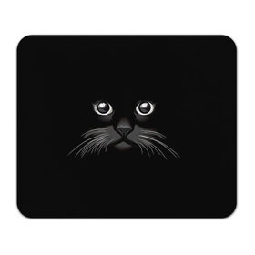 Коврик для мышки прямоугольный с принтом Кошачья моська в Белгороде, натуральный каучук | размер 230 х 185 мм; запечатка лицевой стороны | арт | вектор | кот | котёнок | кошка | рисунок | черная кошка | чёрный | черный кот | черный котенок