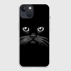 Чехол для iPhone 13 с принтом Кошачья моська в Белгороде,  |  | арт | вектор | кот | котёнок | кошка | рисунок | черная кошка | чёрный | черный кот | черный котенок
