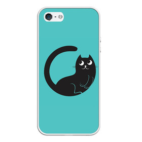 Чехол для iPhone 5/5S матовый с принтом Чёрный котя в Белгороде, Силикон | Область печати: задняя сторона чехла, без боковых панелей | арт | бирюзовый | вектор | зеленый | кот | котёнок | кошка | рисунок | чёрная кошка | чёрный | чёрный кот | чёрный котёнок