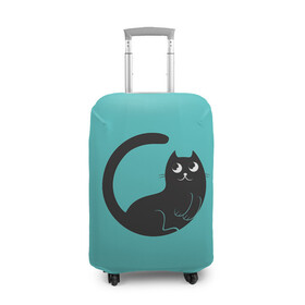 Чехол для чемодана 3D с принтом Чёрный котя в Белгороде, 86% полиэфир, 14% спандекс | двустороннее нанесение принта, прорези для ручек и колес | арт | бирюзовый | вектор | зеленый | кот | котёнок | кошка | рисунок | чёрная кошка | чёрный | чёрный кот | чёрный котёнок