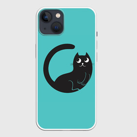 Чехол для iPhone 13 с принтом Чёрный котя в Белгороде,  |  | арт | бирюзовый | вектор | зеленый | кот | котёнок | кошка | рисунок | чёрная кошка | чёрный | чёрный кот | чёрный котёнок
