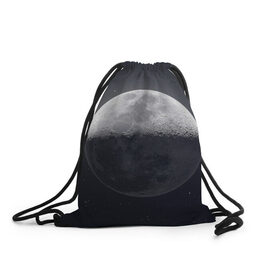Рюкзак-мешок 3D с принтом луна в Белгороде, 100% полиэстер | плотность ткани — 200 г/м2, размер — 35 х 45 см; лямки — толстые шнурки, застежка на шнуровке, без карманов и подкладки | moon | звезды | космос | луна | планета