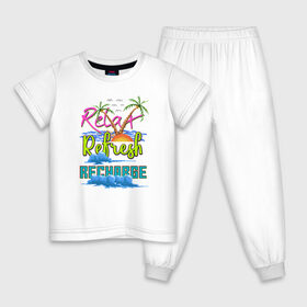 Детская пижама хлопок с принтом 8 бит Отпуск в Белгороде, 100% хлопок |  брюки и футболка прямого кроя, без карманов, на брюках мягкая резинка на поясе и по низу штанин
 | Тематика изображения на принте: 8 bit | 8bit | art | cloud | island | ocean | palm | pixel | pixelart | recharge | refresh | relax | sea | sun | vacation | арт | зарядка | море | облака | обновление | океан | остров | пальмы | перезарядка | пиксели | пиксель | пиксельная |