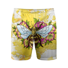 Мужские шорты спортивные с принтом Пчела в Белгороде,  |  | крылья | мёд | оса | пчела | пчёлы | соты | цветы
