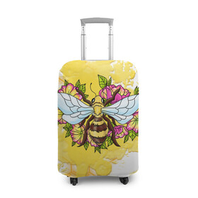 Чехол для чемодана 3D с принтом Пчела в Белгороде, 86% полиэфир, 14% спандекс | двустороннее нанесение принта, прорези для ручек и колес | крылья | мёд | оса | пчела | пчёлы | соты | цветы
